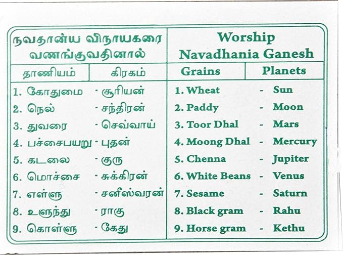 Navadhanya 9 Grain Set for Pooja /  Navagraha Kalu